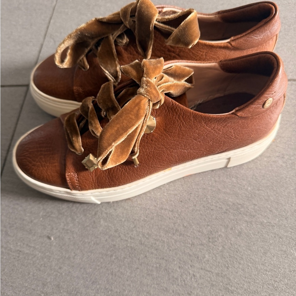 AGL made in Italy Brown Leather velvet Ribbon-Lace Sneakers platform sneakers - Picture 5 of 8